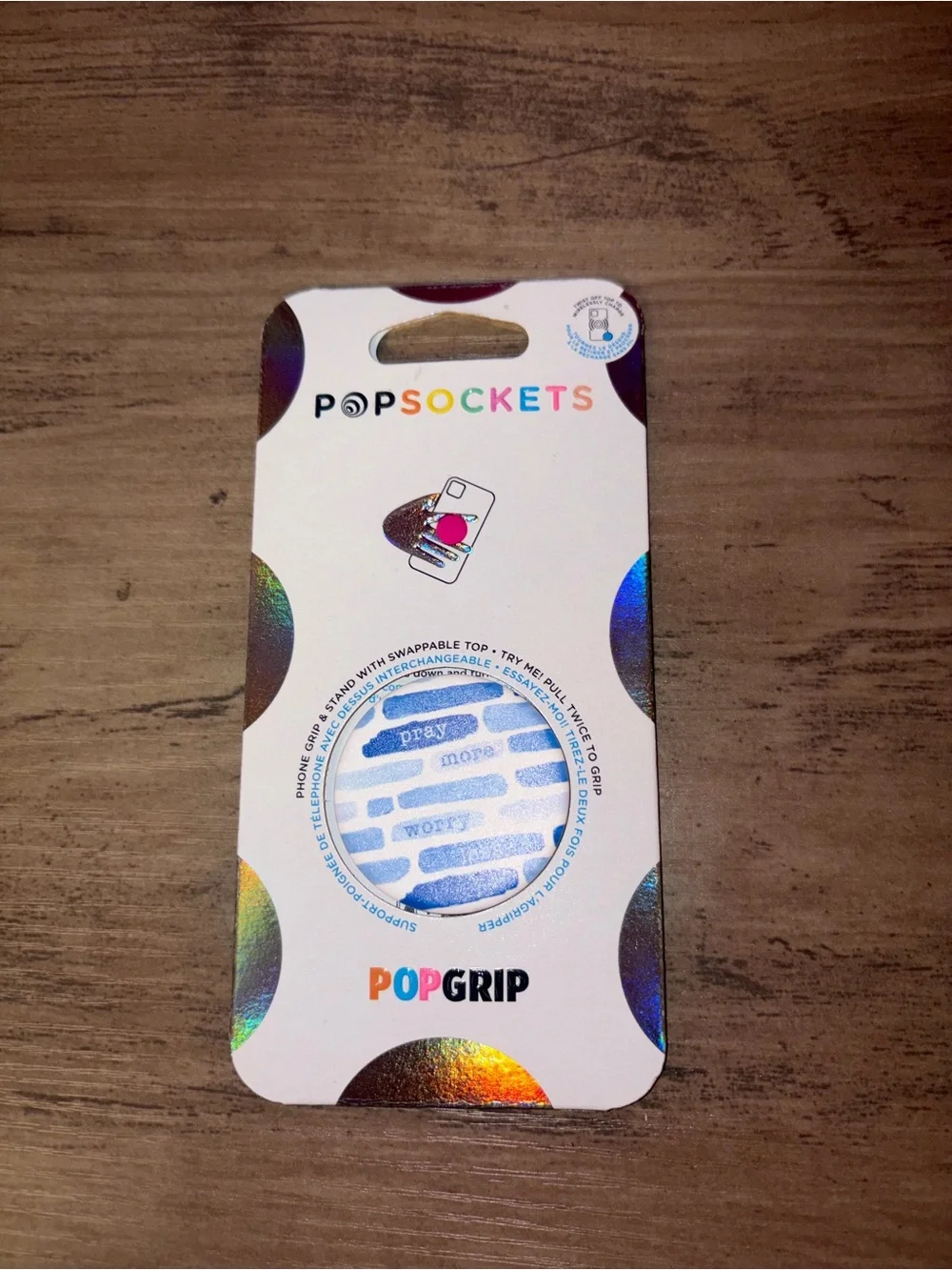 🆕💜 NEW PopSockets PopGrip Swappable Phone Grip White Blue Striped Grip & Stand